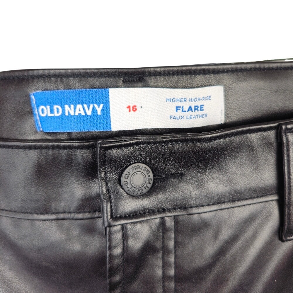 Old Navy Faux Leather Pants Higher High Rise Flare Size‎ 16